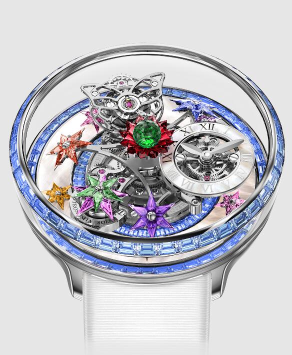 Jacob & Co FLEURS DE JARDIN BLUE SAPPHIRES GREEN TSAVORITE WHITE GOLD AF321.30.BB.AA.B Replica watch